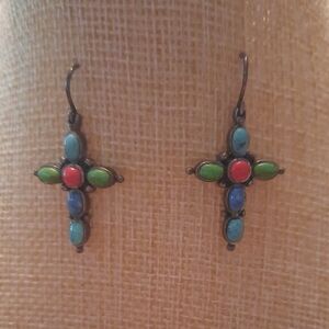 Colorful Cross Earrings